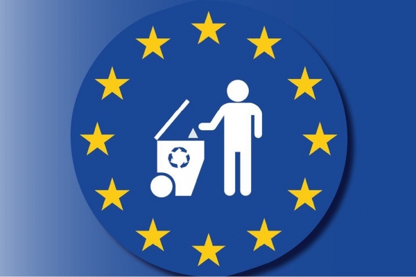 Recycle symbol on an EU flag